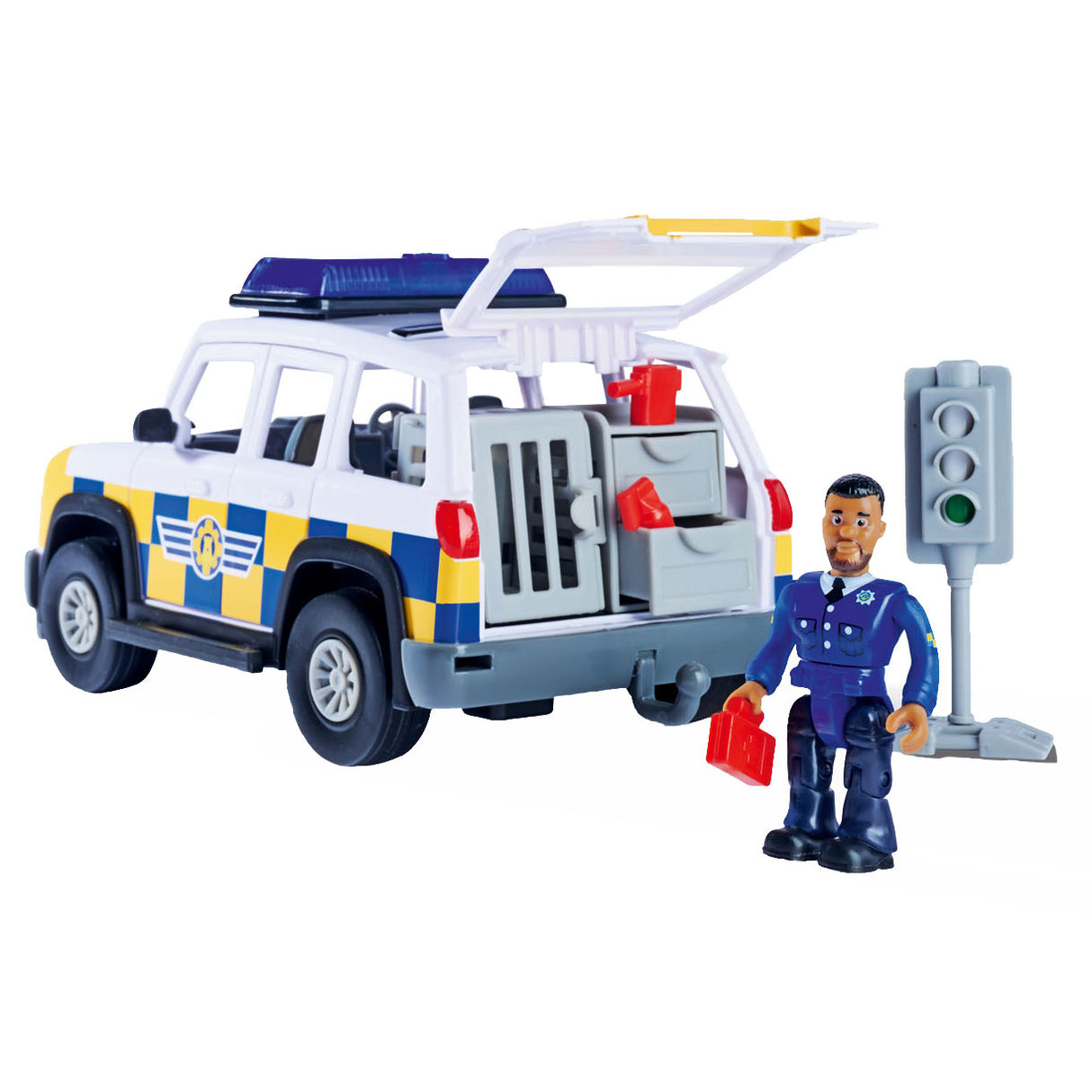 Jouet de voiture de police Sam le pompier Simba avec figurine de jeu Malcolm.