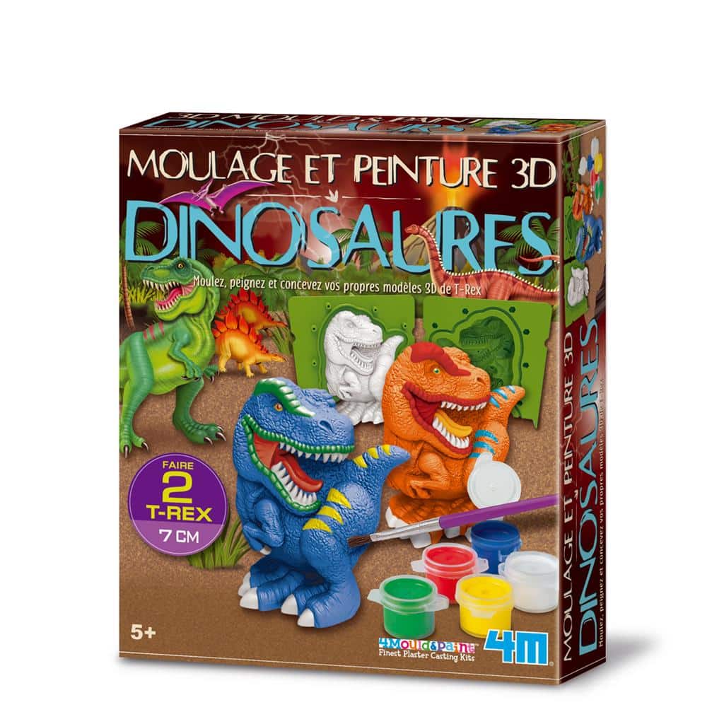 Moulage en plâtre 4m et peinture dinosaures 3D