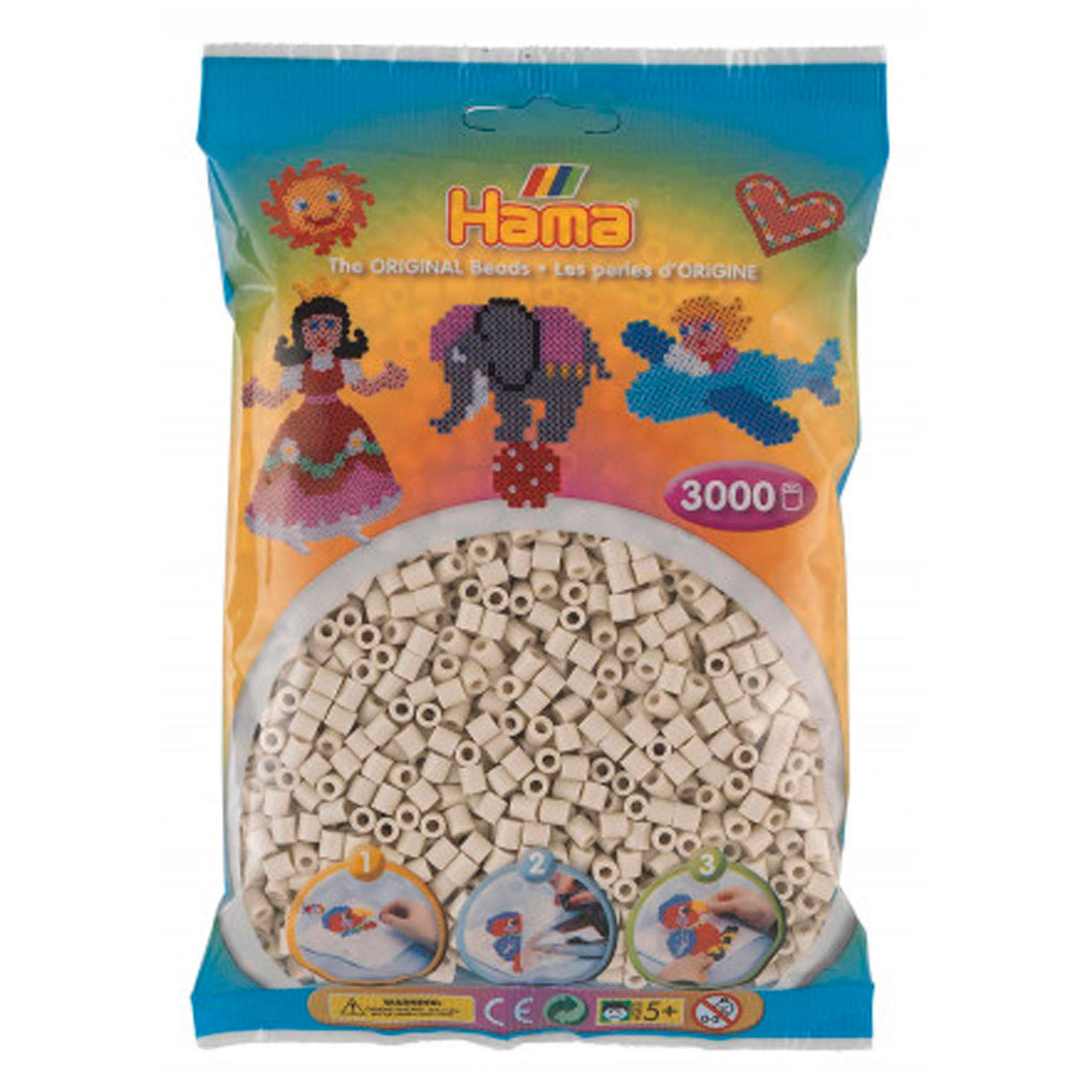 Perles thermocollantes Hama midi - blanc nuageux (201-77), 3000pcs.