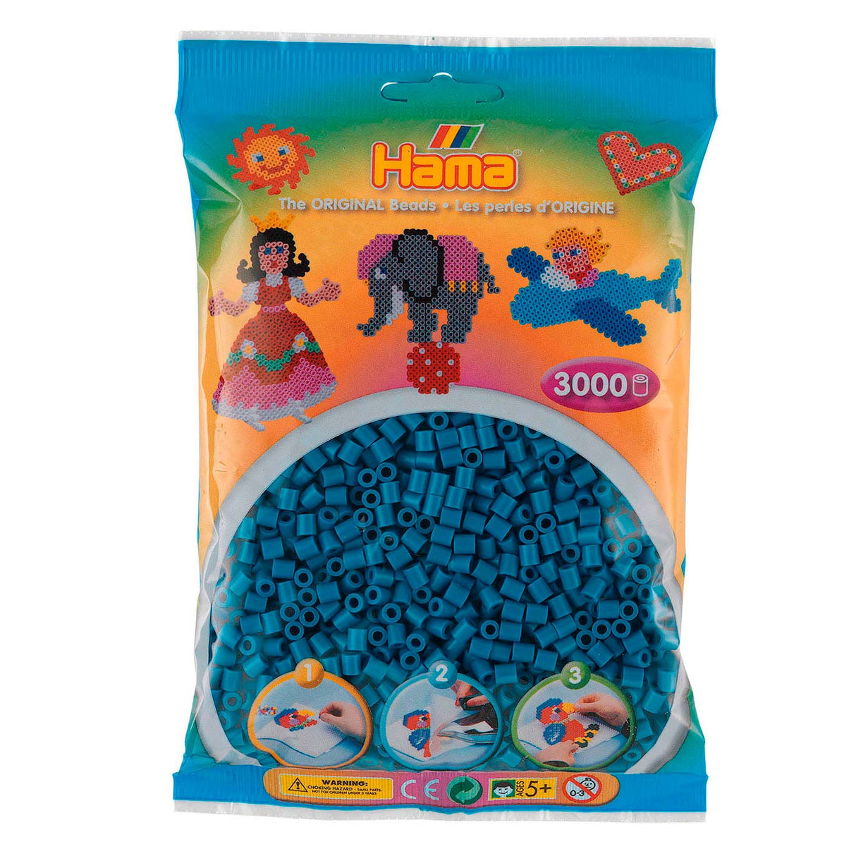 Perles thermocollantes Hama midi - bleu pétrole (201-83), 3000pièces.
