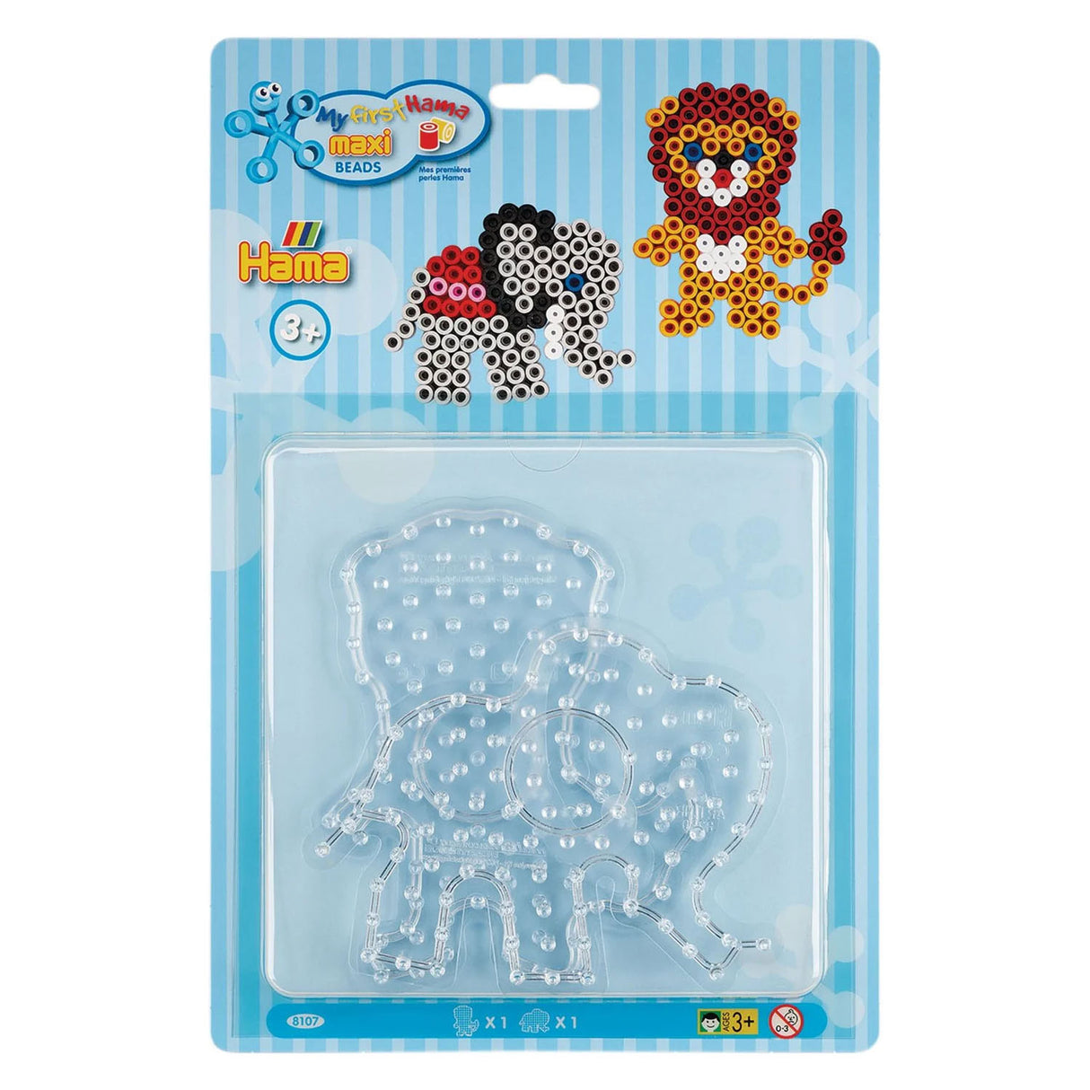 Hama maxi plaques de perles à repasser lion et éléphant