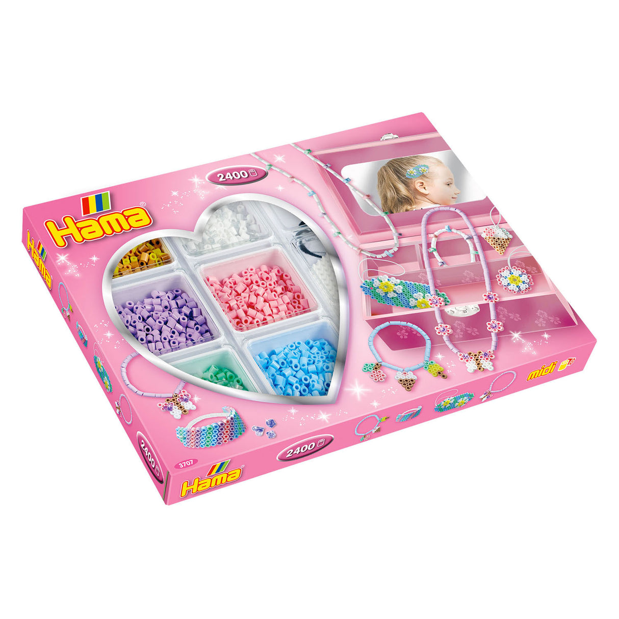Hama boîte d'activités perles à repasser rose 2400 perles