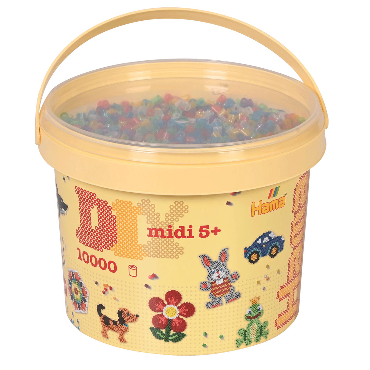 Perles thermocollantes transparentes Hama midi dans un seau, 10 000 pcs.