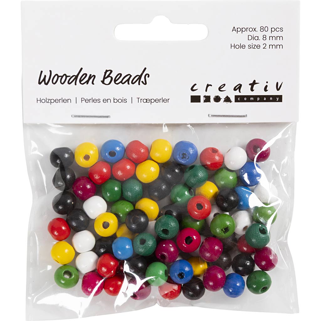 Creativ Company Wooden Beads Diverses couleurs, 150e.