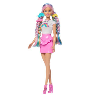 Barbie fabuleux jeu de cheveux scintillants arc-en-ciel