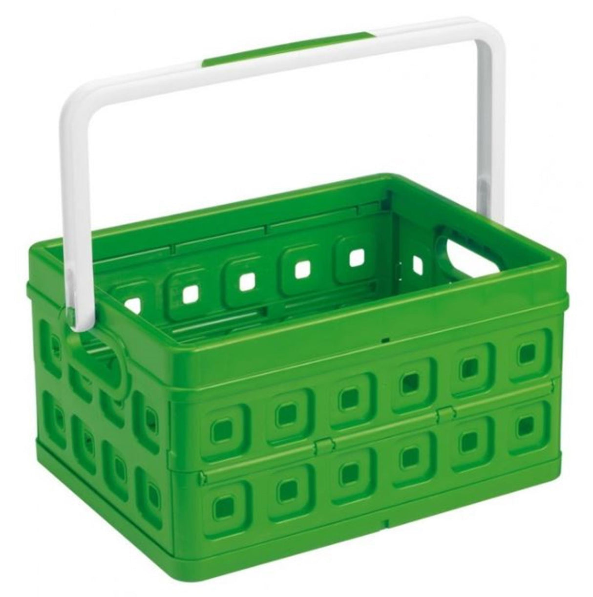 Caisse de courses carrée Sunware 24 litres plastique blanc vert 44x31,5x21cm