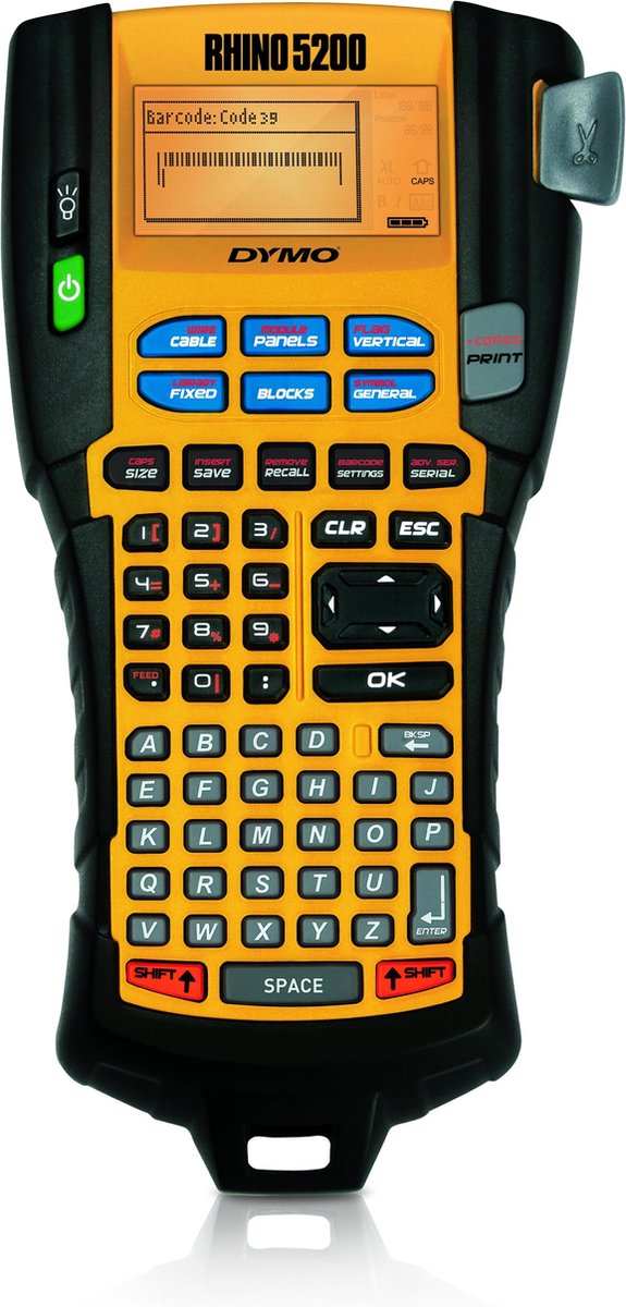 Imprimante d'étiquettes Dymo rhino 5200 | étiquettes industrielles | imprimante d'étiquettes portable et robuste pour les professionnels de la basse tension, de l'électricité et du mro