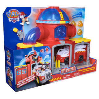 Paw Patrol - coffret de jeu caserne de pompiers - avec figurine Marshall, camion de pompiers, lumière, lanceur et effets sonores