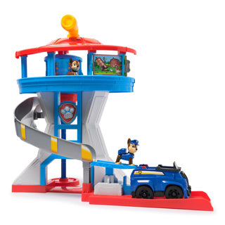 Paw Patrol - set de figurines - tour d'observation - avec 2 figurines de poursuite et une voiture de police