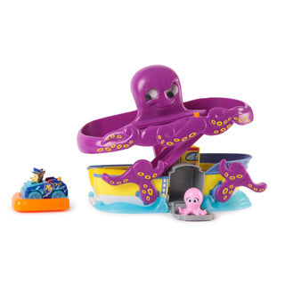 Paw Patrol Pup Squad Octopus Rescue Playset, voiture jouet Chase de 6,3 cm et figurine bébé poulpe, jouet pour jeu imaginatif