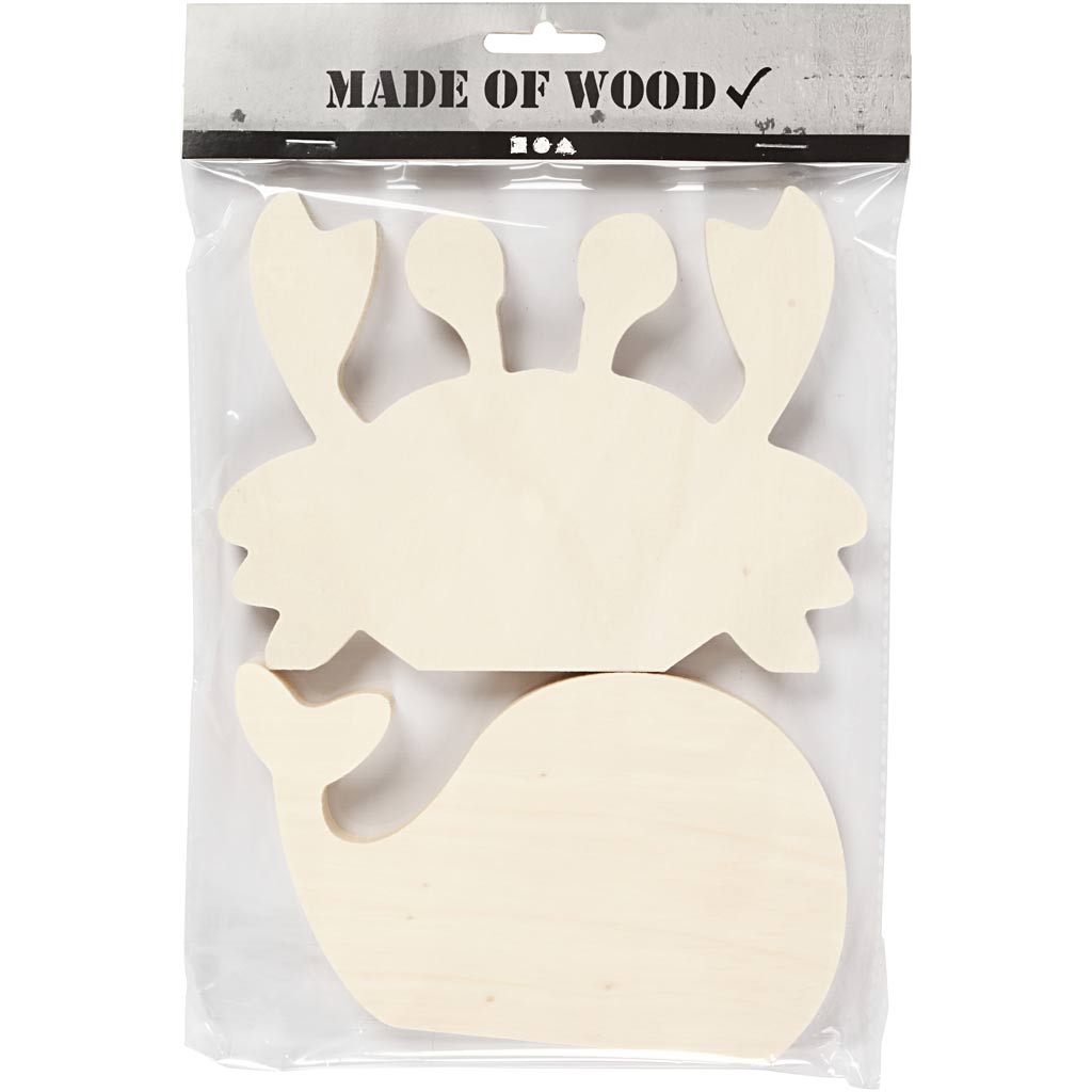 Creativ Company Wooden Marine Animals Krab and Whale, 2e.