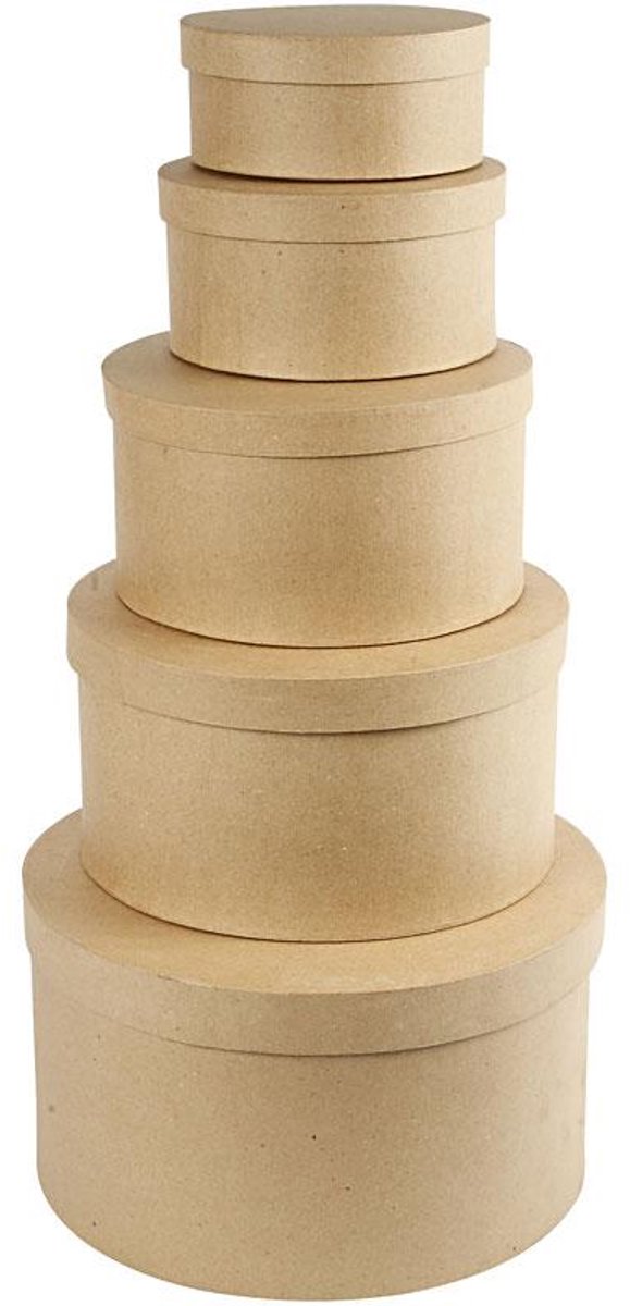 Boîtes à chapeaux rondes Creativ company, h: 8+10+13+15+19 cm, d 16,5+18,5+24+28,5+35,5 cm, 5 pièces 1 set