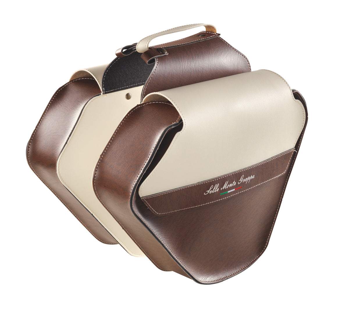 Monte Grappa Double Bicycle Bag Fashion Leather Brown Creme