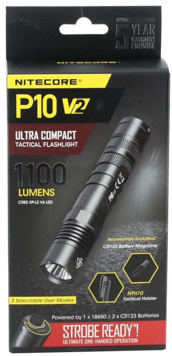 Lampe de poche tactique Nitecore p10 v2 - 1100 lumens - noir