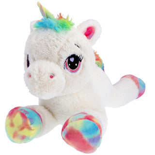 Pluchiez peluche licorne blanche couchée 80 cm