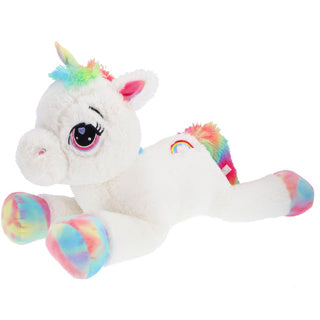 Pluchiez peluche licorne blanche couchée 80 cm