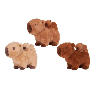 Peluche capybara debout et bébé 3 assortis 25cm | 2 pièces