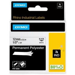 Ruban Dymo polyester rhino 12mmx5,5m noir et blanc