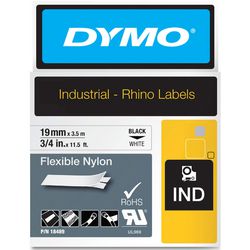 Ruban nylon dymo rhino noir, blanc 19mm x 3,5m