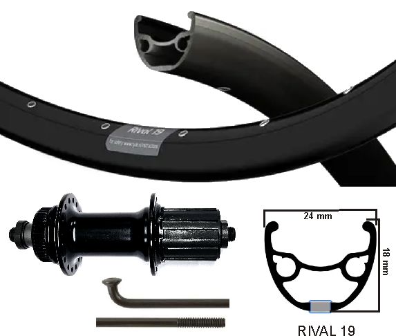 KGS Roue arrière 27,5 pouces 584 Rival 19 Casse noire 8-10 V Centrallock Pustages