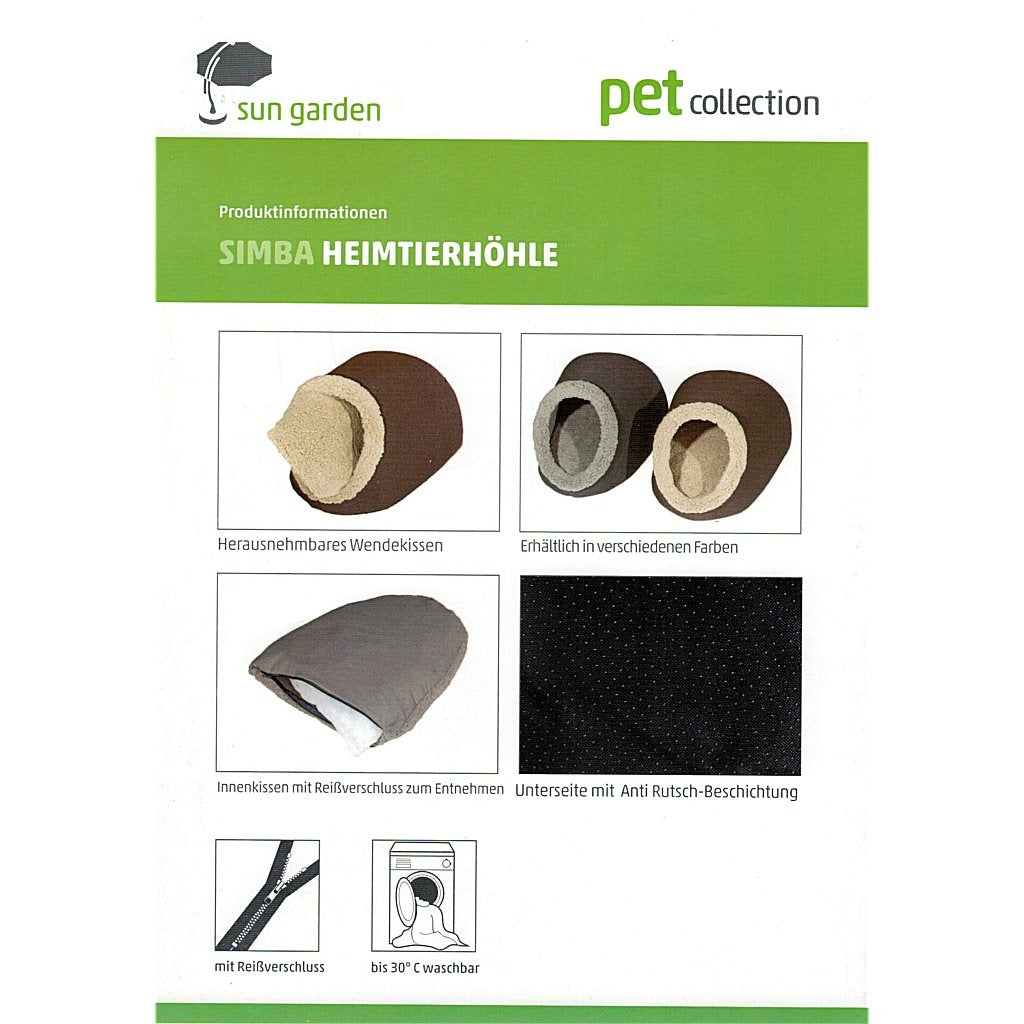 Sun garden simba tanière pour animaux de compagnie 45x40x32cm gris anthracite
