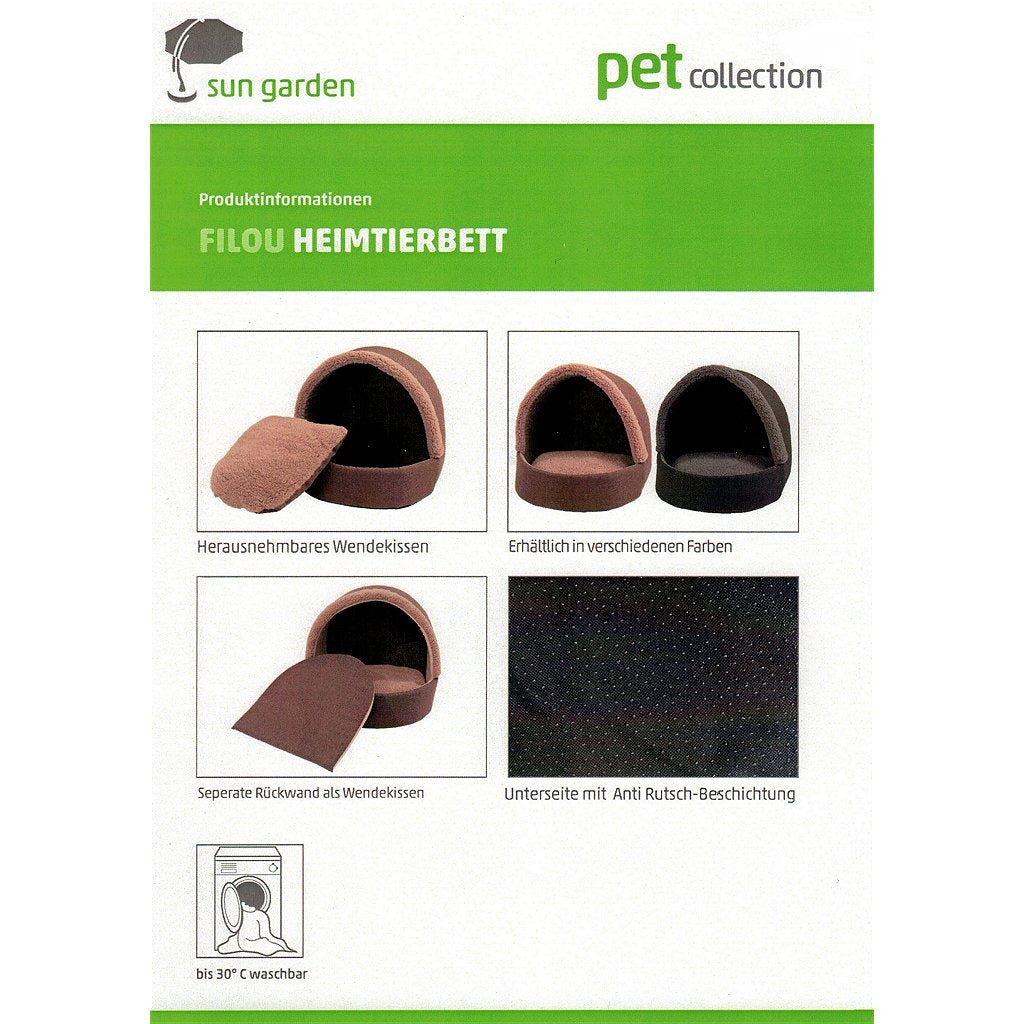 Sun garden filou lit luxe pour chien et chat 42x45x41cm gris
