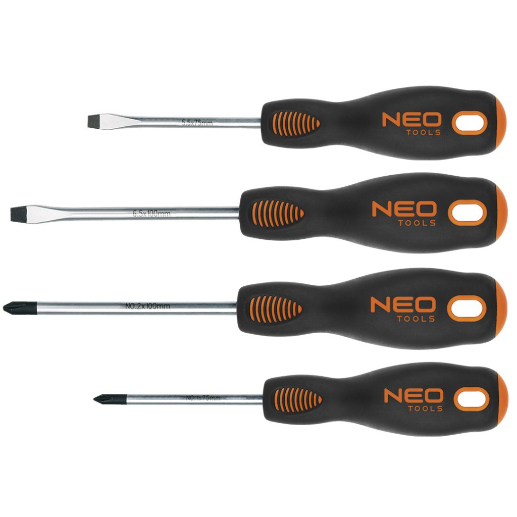 Neo tools jeu de tournevis 4 pcs acier crmo magnétique