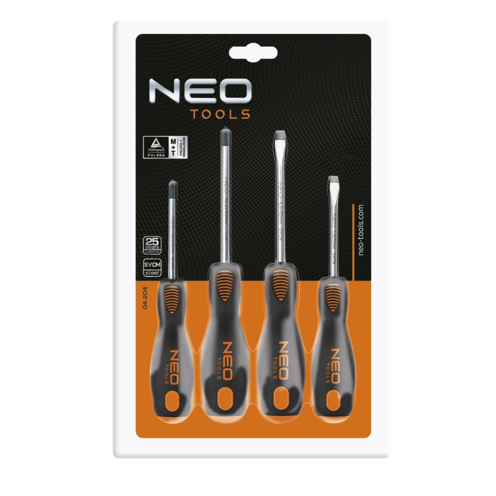 Neo tools jeu de tournevis 4 pcs acier crmo magnétique