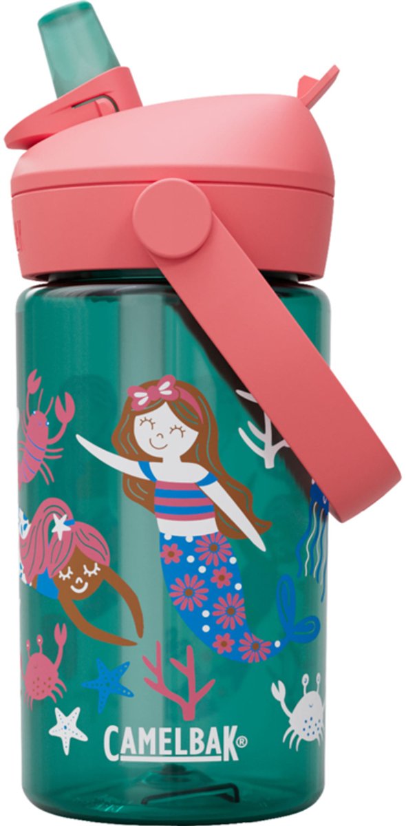 Camelbak thrive flip paille gourde enfants - 400 ml - avec paille - bouteille d'eau - vert (amis sirènes)