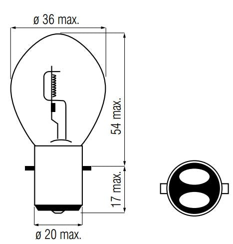 Lampe de bord 12 volts 25 25 watt ba20d