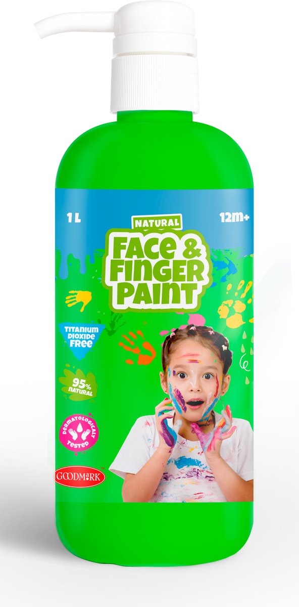 Boti flacon de peinture au doigt naturel pour le visage avec pompe - vert, 1l