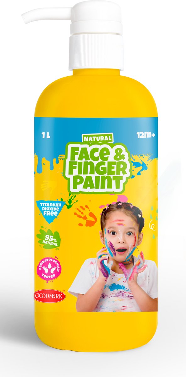 Boti flacon de peinture au doigt naturel pour le visage avec pompe - jaune, 1l