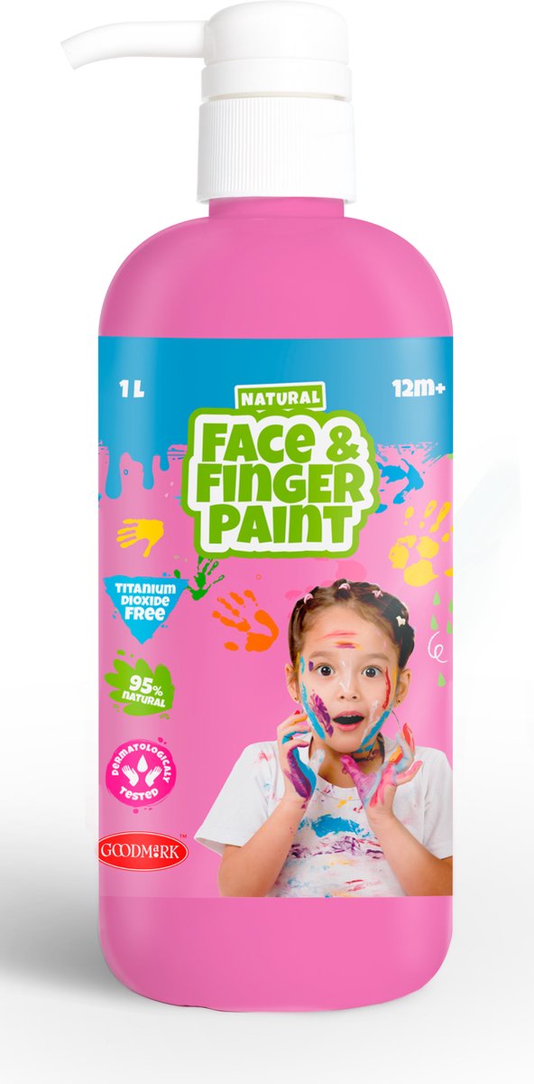 Boti flacon de peinture au doigt naturel pour le visage avec pompe - rose, 1l