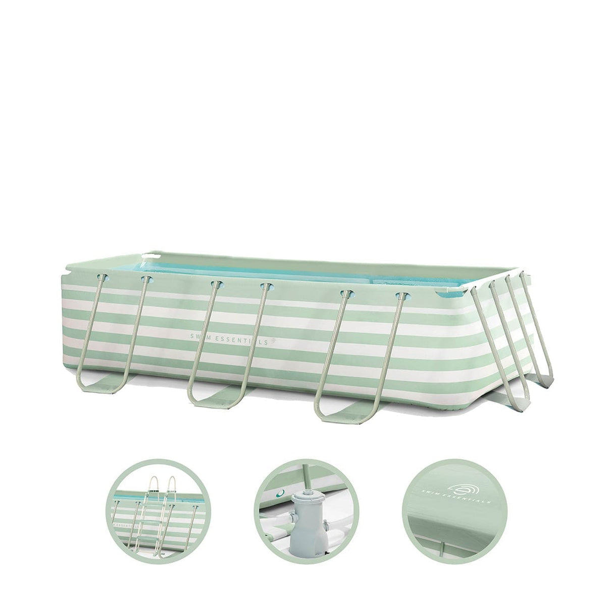 Essences | piscine hors sol vert blanc 400x200x100 cm incl. accessoires