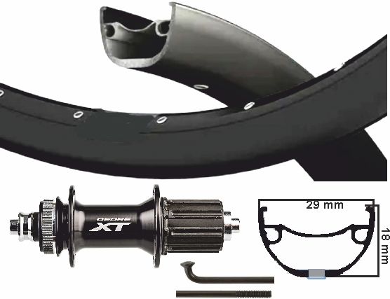 Kgs Shimano XT roue arrière 28 29 pouces (622) noir 8-11 vitesses centerlock QR patte