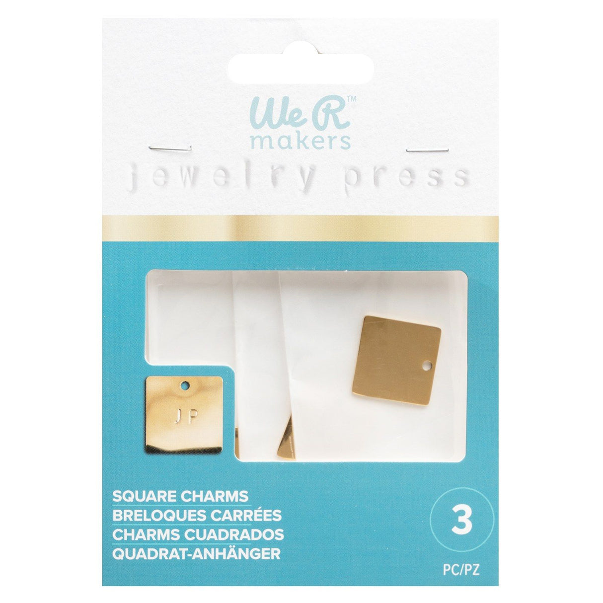 We r makers • charms carré en acier inoxydable