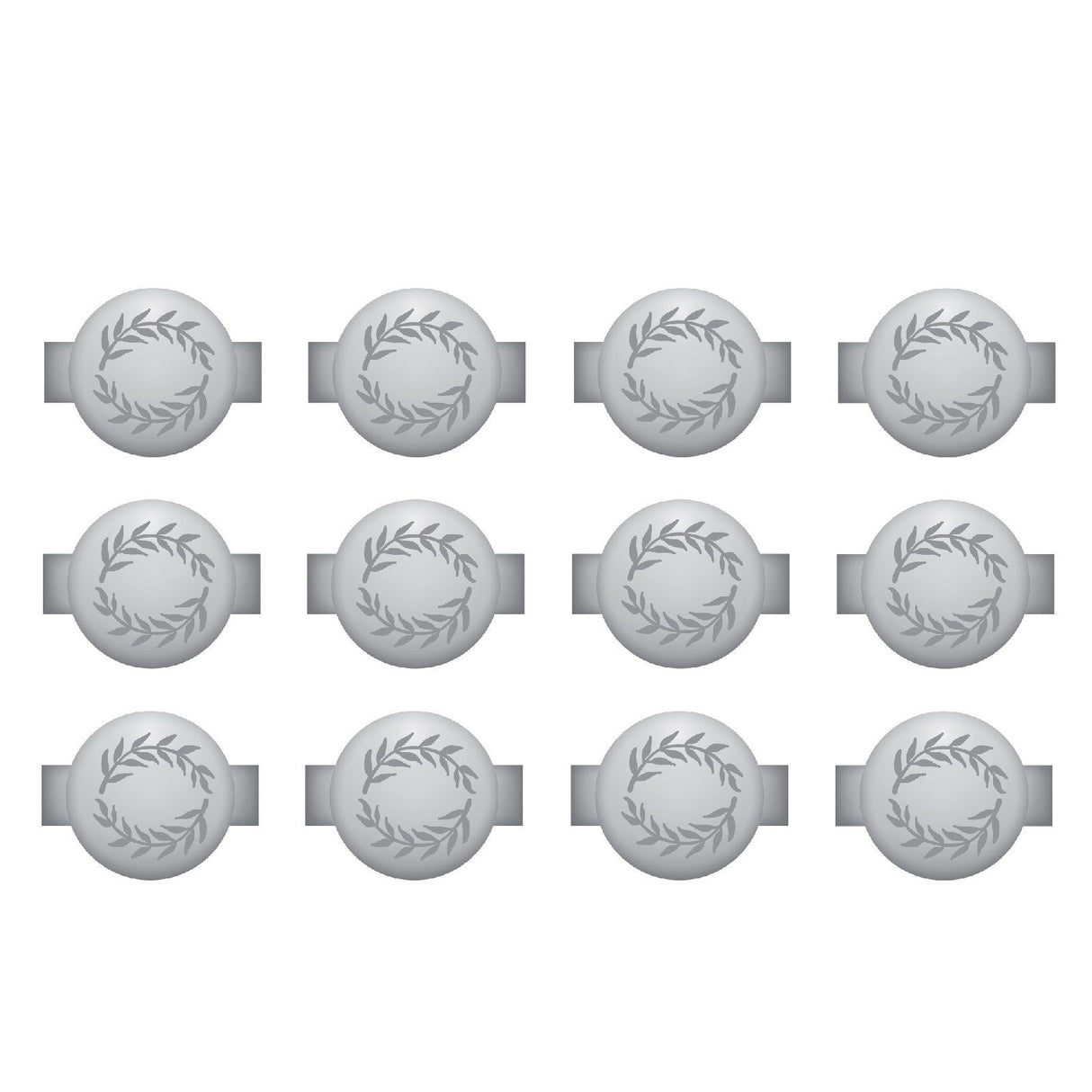 We r makers • breloques agrafes rondes avec feuille en relief argent 12pcs