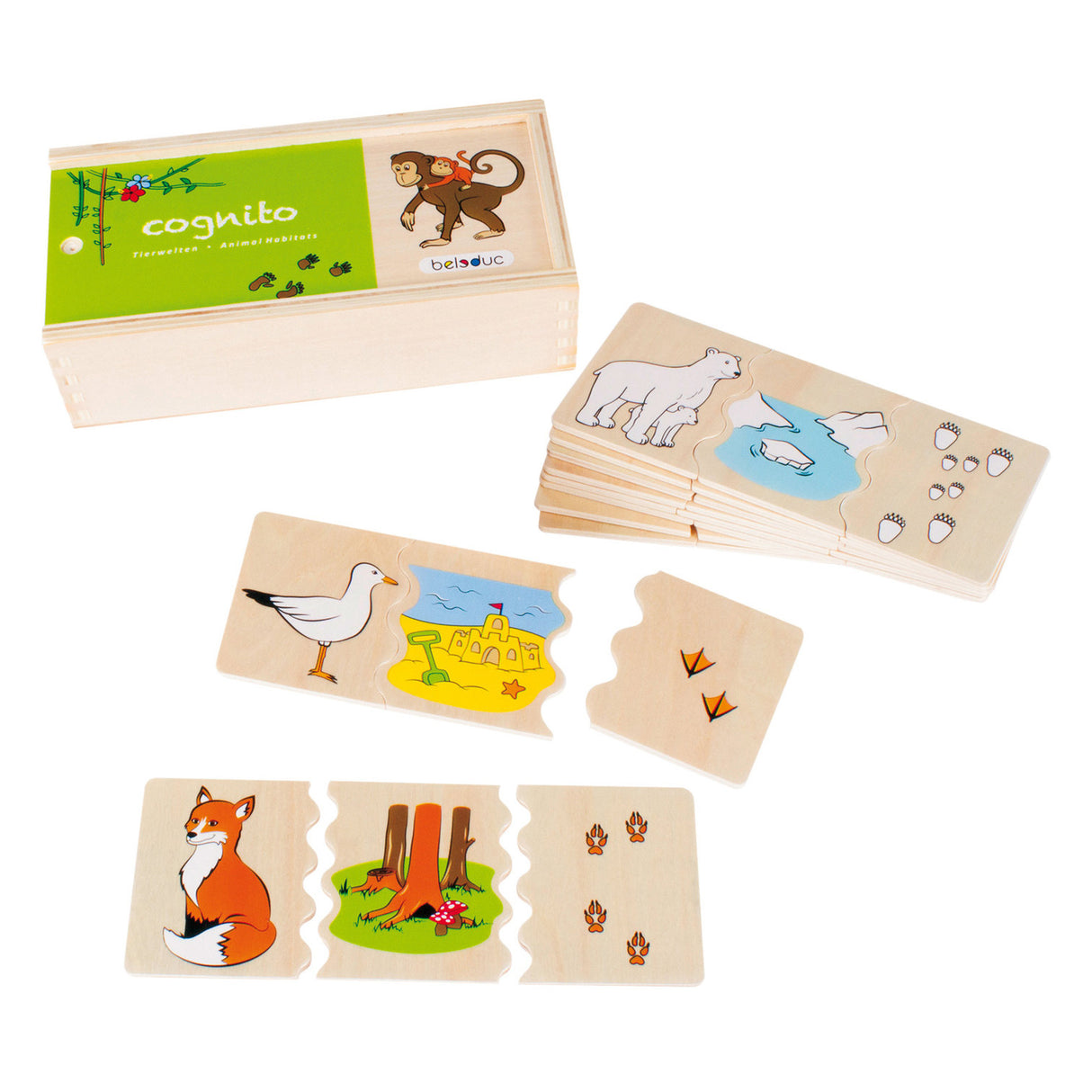 Beleduc cognito les mœurs des animaux reconnaissent le jeu d'enfant en bois