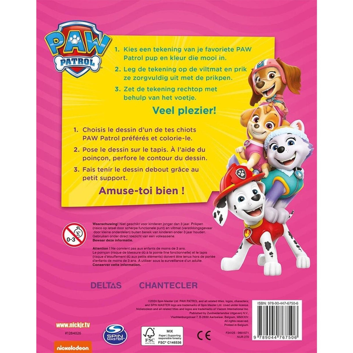 Bloc d'épingles Deltas Paw Patrol rose