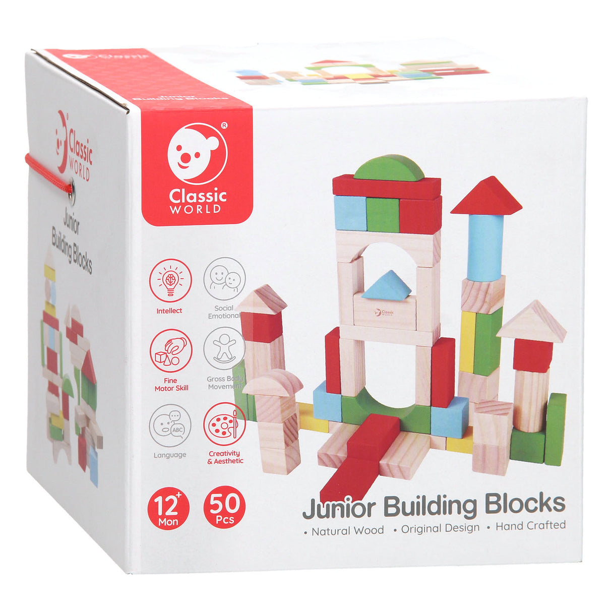 Blocs en bois du monde classique junior, 50 pcs.