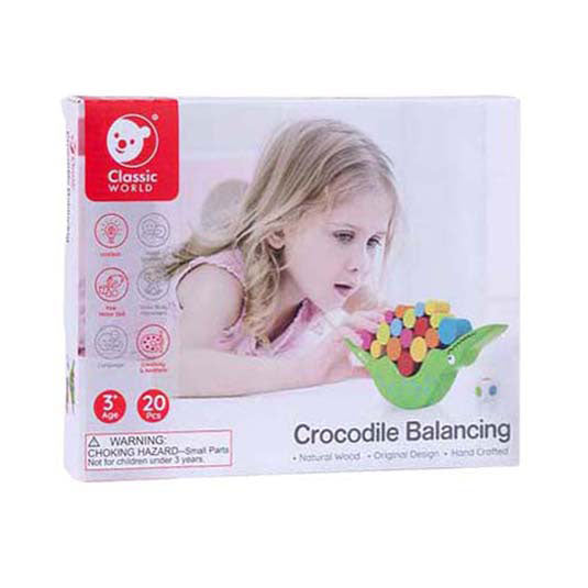 Jeu d'équilibre en bois Classic World World Crocodile, 20 pcs.