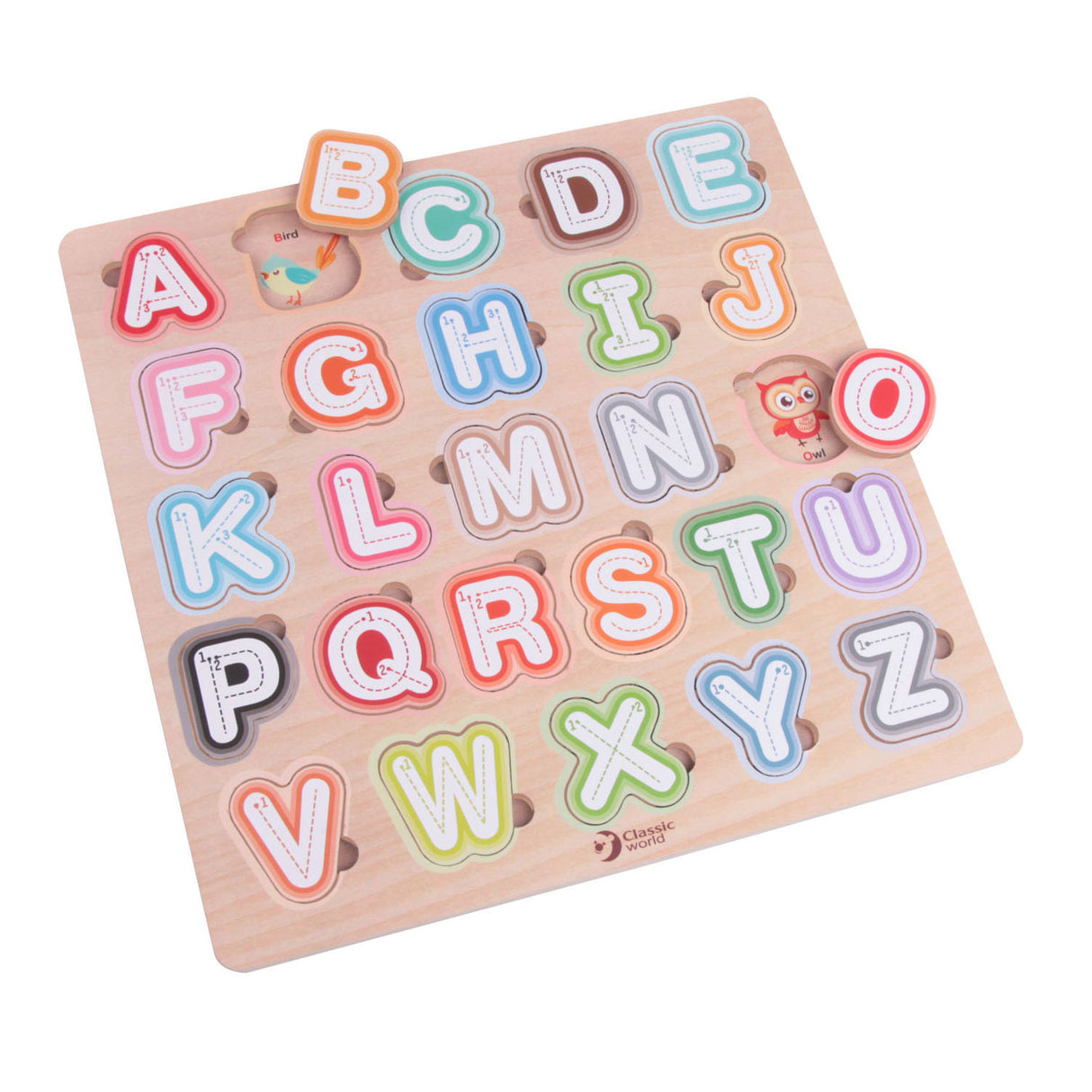 Alphabet puzzle en bois du monde classique, 27 pcs.