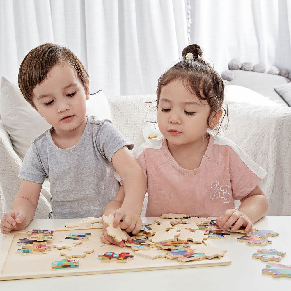 Classic World World WoodEn Jeg Puzzle Animaux dans la ville, 49e.