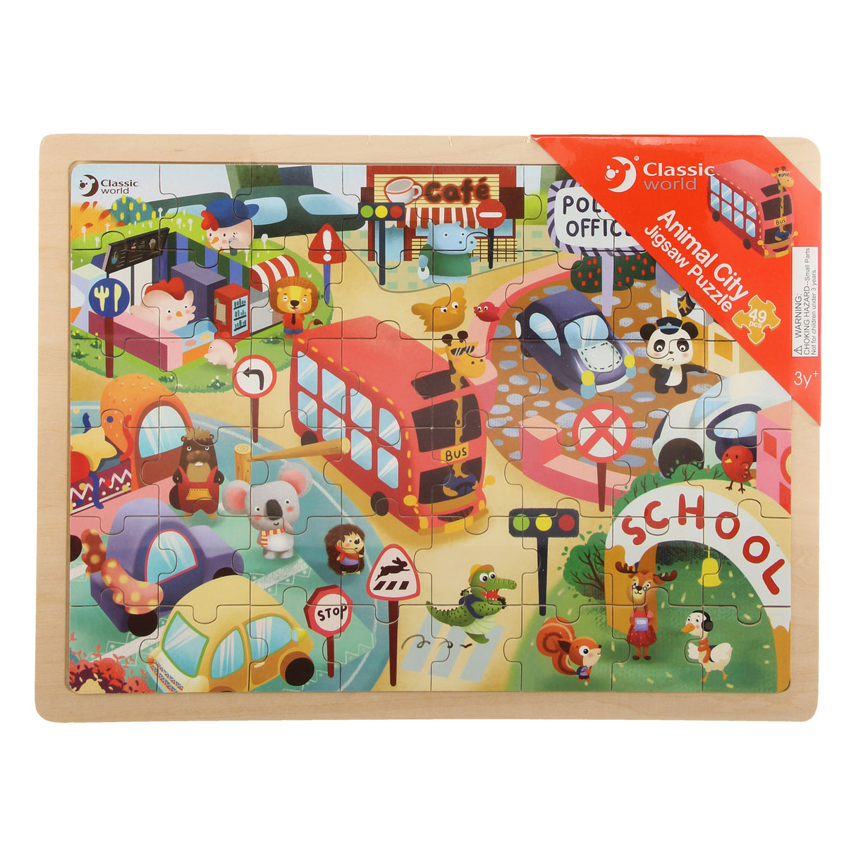 Classic World World WoodEn Jeg Puzzle Animaux dans la ville, 49e.