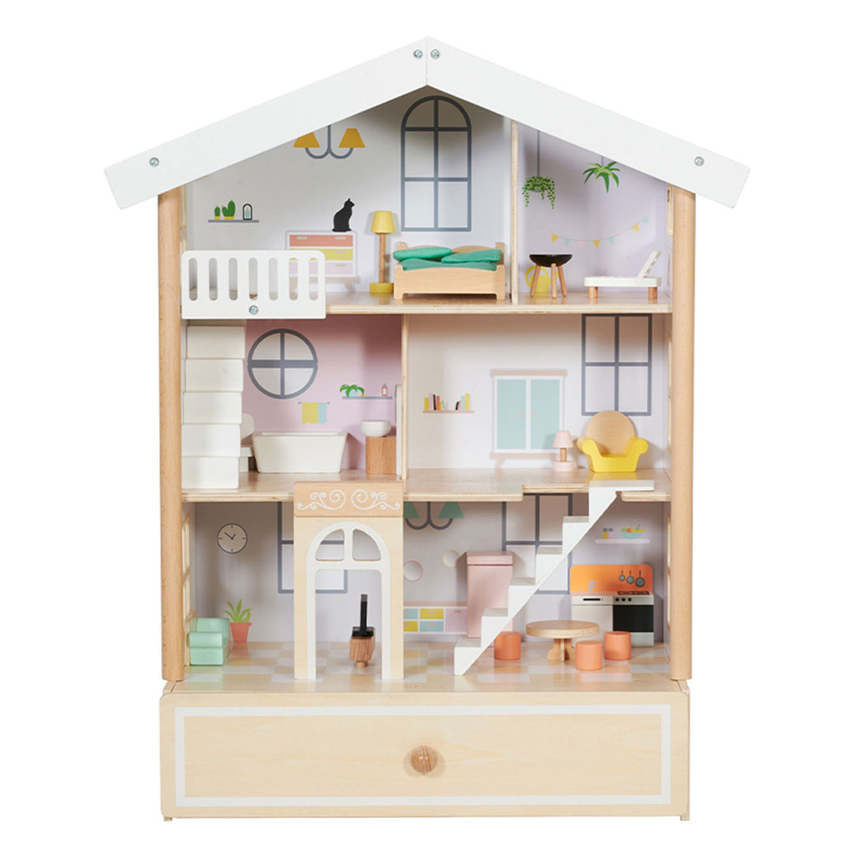 Maison de poupée en bois Classic World Happy Villa, 28 pièces.