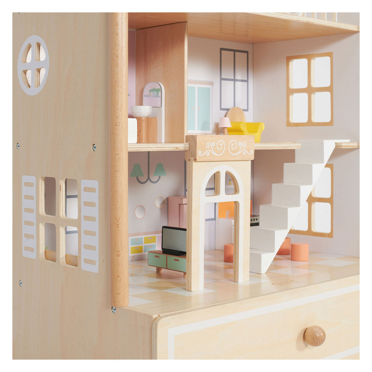 Maison de poupée en bois Classic World Happy Villa, 28 pièces.