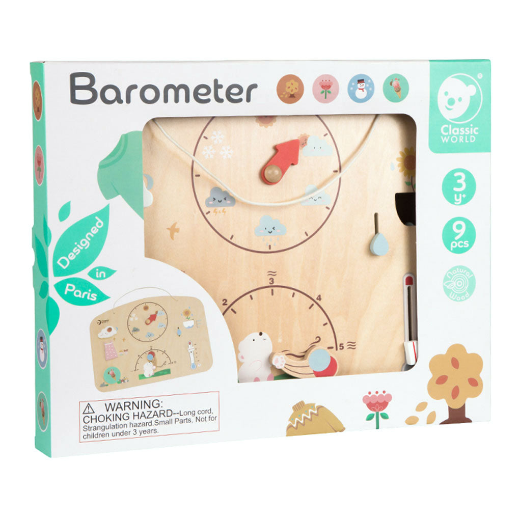 Compteur météo en bois du monde classique