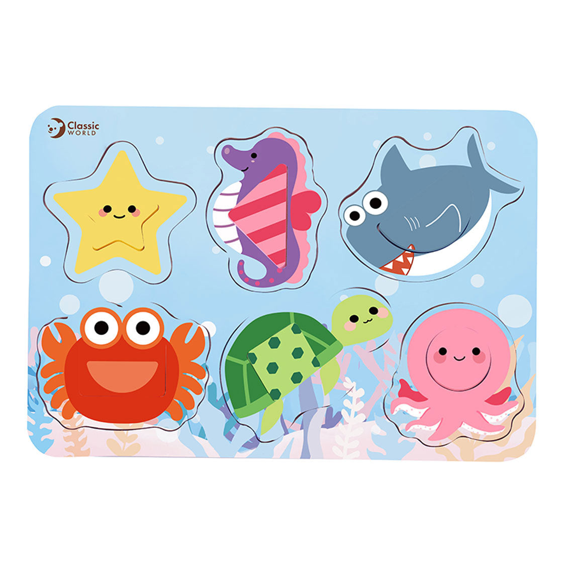 Puzzle en bois du monde classique, animaux marins, 13 pcs.