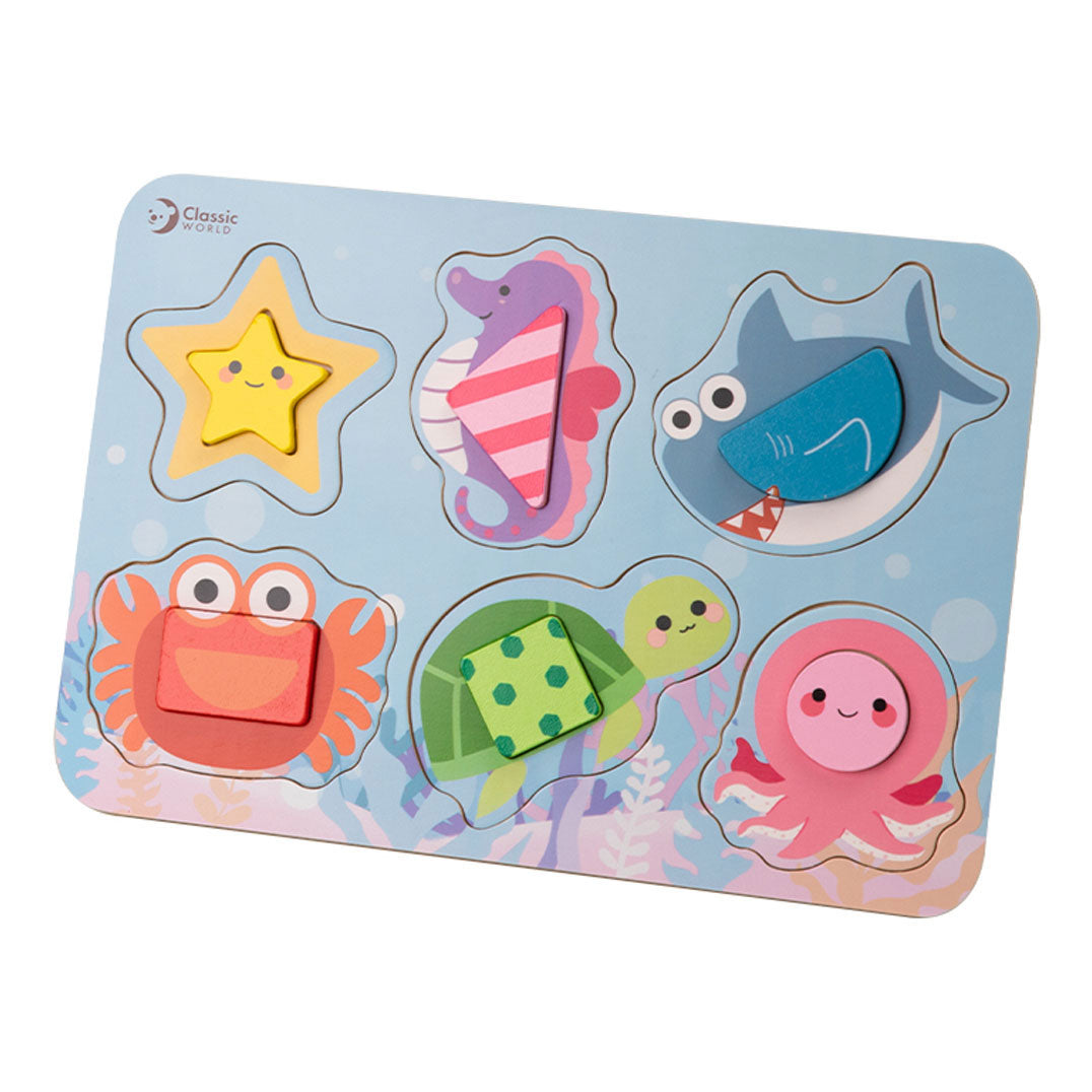 Puzzle en bois du monde classique, animaux marins, 13 pcs.