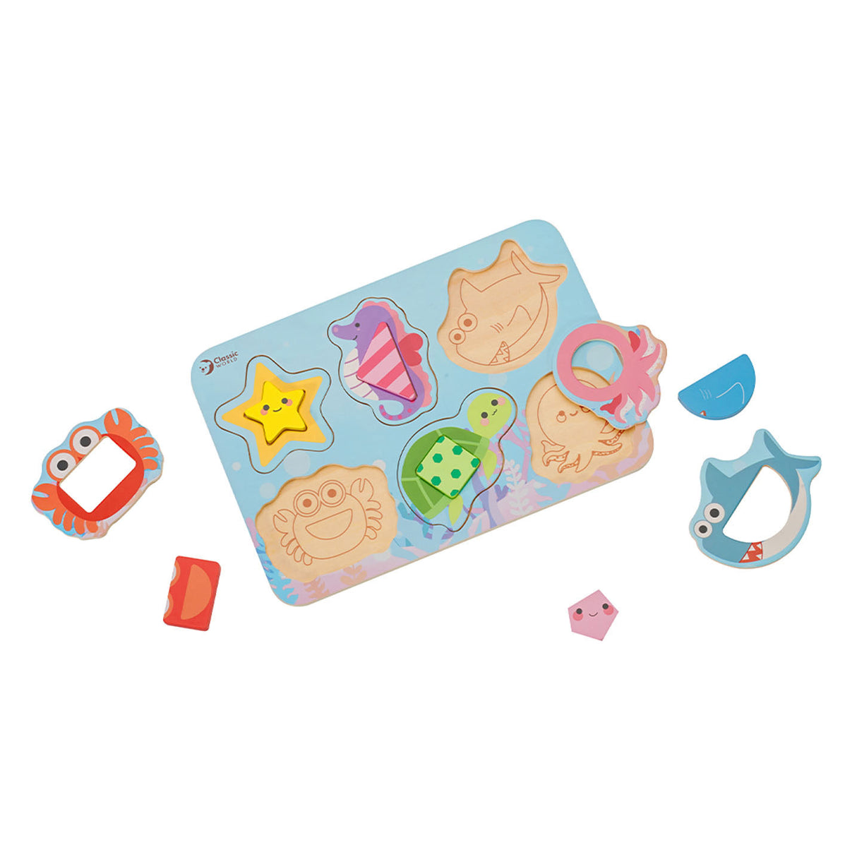 Puzzle en bois du monde classique, animaux marins, 13 pcs.
